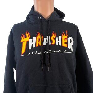 Thrasher Magazine Hoodie Sweatshirt Mens Size S Black Flame Logo